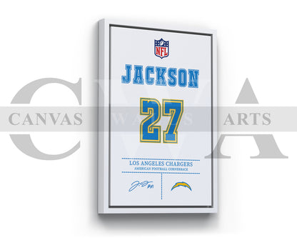 J.C. Jackson Canvas Wall Art NFL Jersey Poster American Football Sports Canvas Wall Art