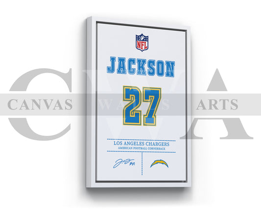 J.C. Jackson Canvas Wall Art NFL Jersey Poster American Football Sports Canvas Wall Art