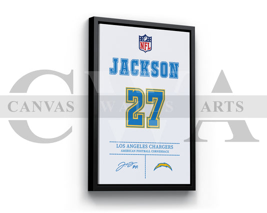 J.C. Jackson Canvas Wall Art NFL Jersey Poster American Football Sports Canvas Wall Art