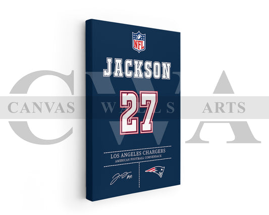 J.C. Jackson Canvas Wall Art NFL Jersey Poster American Football Sports Canvas Wall Art (Copy)