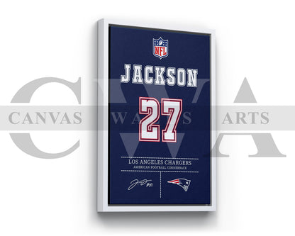 J.C. Jackson Canvas Wall Art NFL Jersey Poster American Football Sports Canvas Wall Art (Copy)
