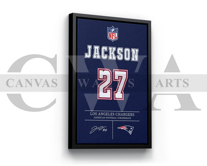 J.C. Jackson Canvas Wall Art NFL Jersey Poster American Football Sports Canvas Wall Art (Copy)
