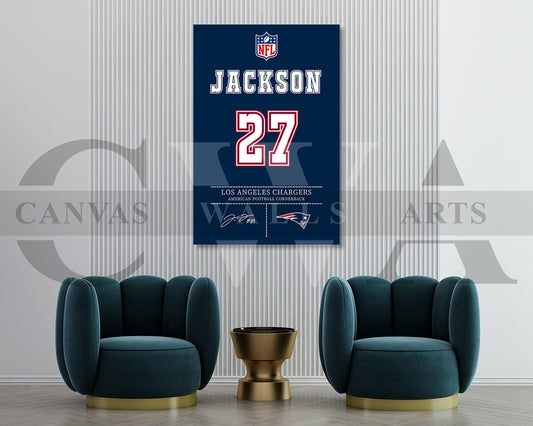 J.C. Jackson Canvas Wall Art NFL Jersey Poster American Football Sports Canvas Wall Art (Copy)