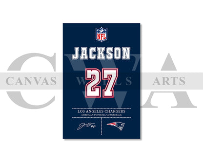 J.C. Jackson Canvas Wall Art NFL Jersey Poster American Football Sports Canvas Wall Art (Copy)