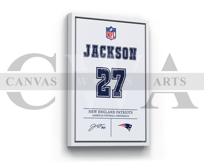 J.C. Jackson Canvas Wall Art NFL Jersey Poster Canvas Frame Ready To Hang