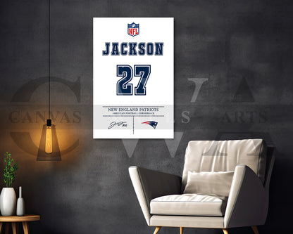J.C. Jackson Canvas Wall Art NFL Jersey Poster Canvas Frame Ready To Hang