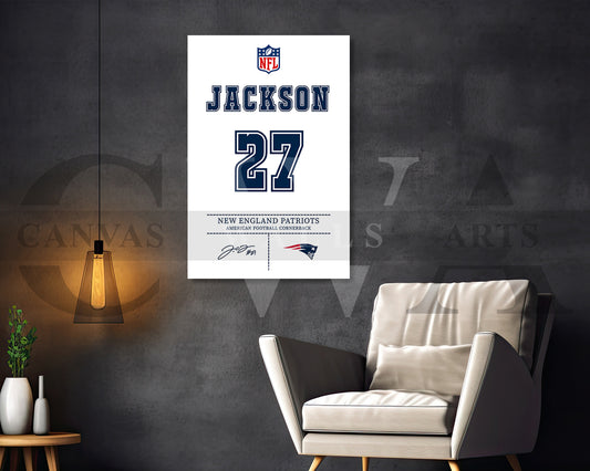 J.C. Jackson Canvas Wall Art NFL Jersey Poster Canvas Frame Ready To Hang