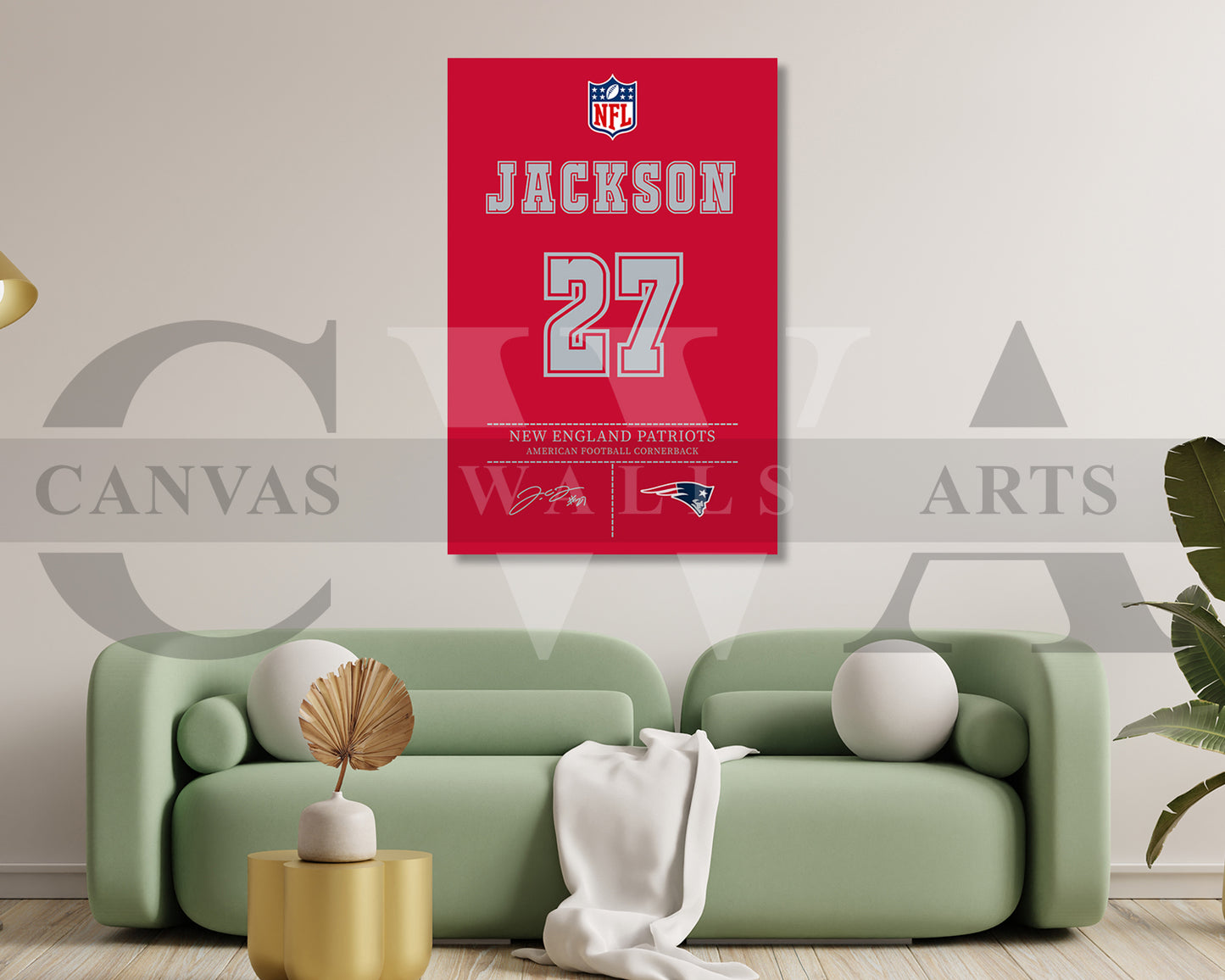 J.C. Jackson Canvas Wall Art NFL Jersey Poster Sports Canvas Frame Ready To Hang