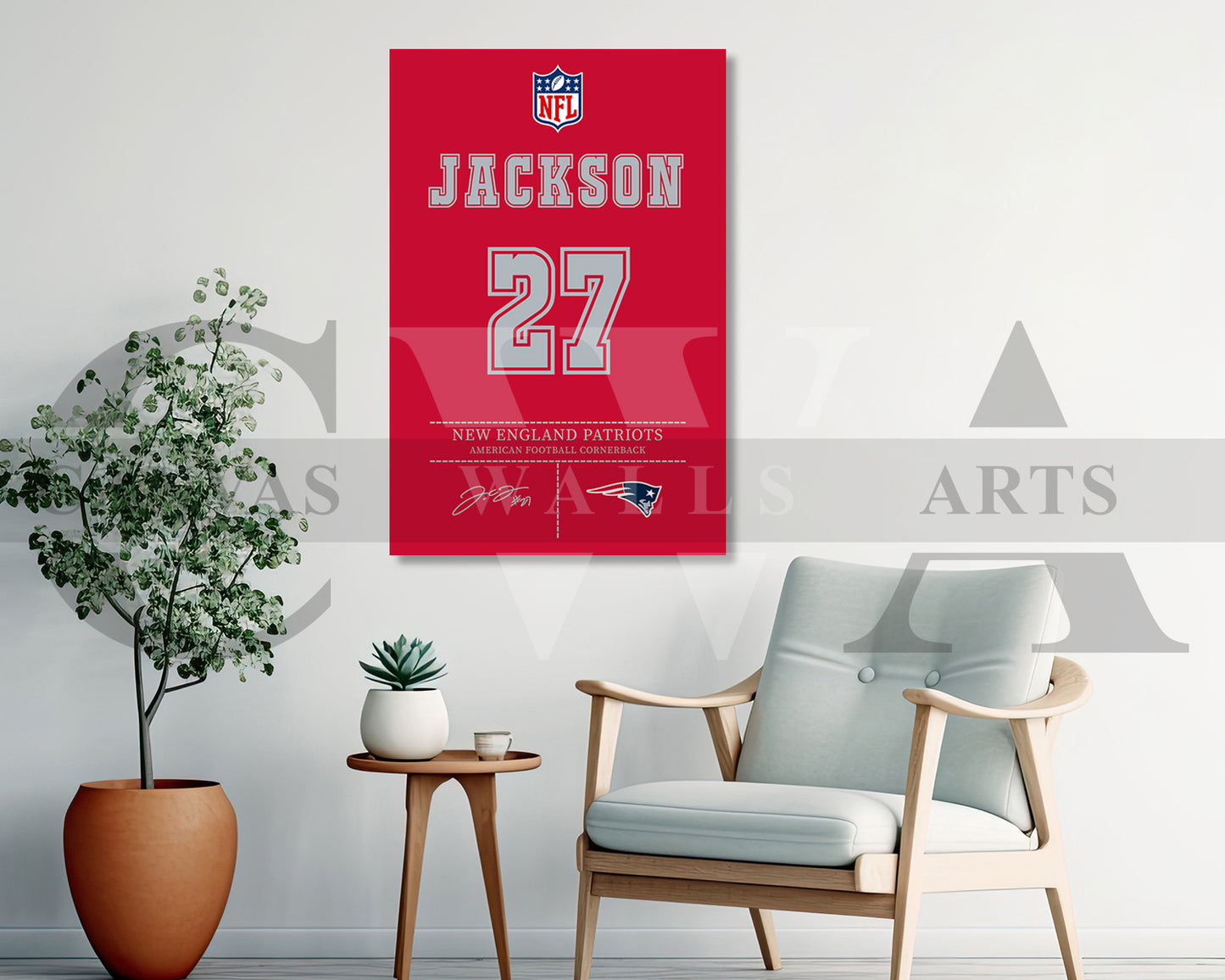 J.C. Jackson Canvas Wall Art NFL Jersey Poster Sports Canvas Frame Ready To Hang