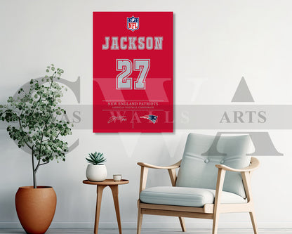 J.C. Jackson Canvas Wall Art NFL Jersey Poster Sports Canvas Frame Ready To Hang