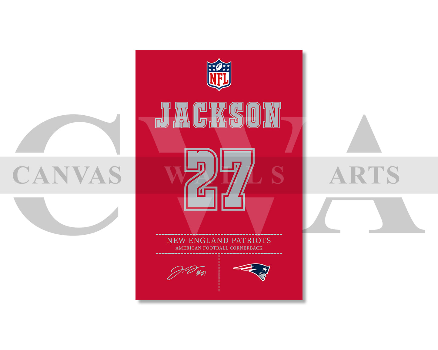 J.C. Jackson Canvas Wall Art NFL Jersey Poster Sports Canvas Frame Ready To Hang