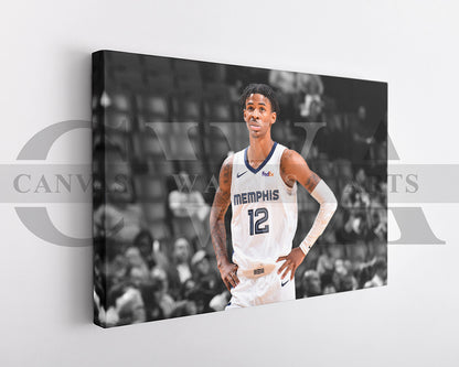 Ja Morant Black & White Canvas Art Basketball Canvas Wall Art
