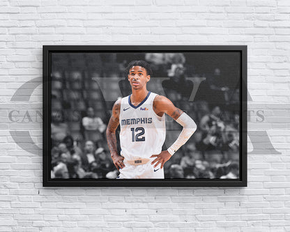 Ja Morant Black & White Canvas Art Basketball Canvas Wall Art