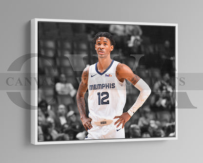Ja Morant Black & White Canvas Art Basketball Canvas Wall Art
