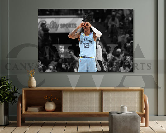 Ja Morant Black & White Canvas Art Basketball Canvas Wall Art