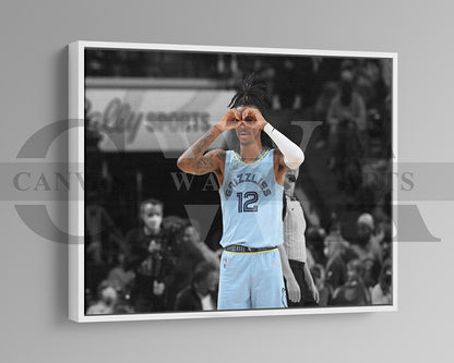 Ja Morant Black & White Canvas Art Basketball Canvas Wall Art