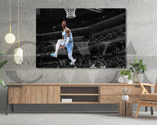 Ja Morant Black & White Canvas Art Basketball Canvas Wall Art