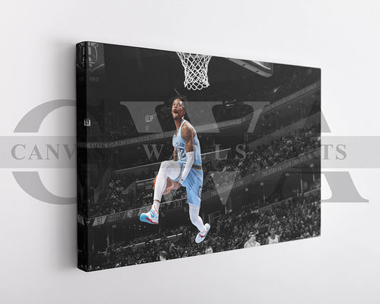 Ja Morant Black & White Canvas Art Basketball Canvas Wall Art