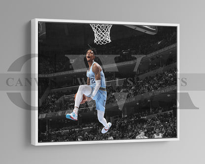 Ja Morant Black & White Canvas Art Basketball Canvas Wall Art