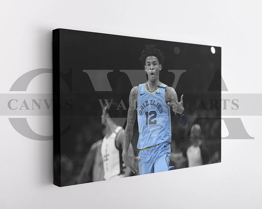 Ja Morant Black & White Canvas Art Basketball Canvas Wall Art