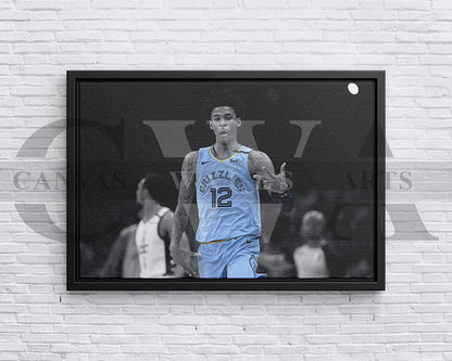 Ja Morant Black & White Canvas Art Basketball Canvas Wall Art