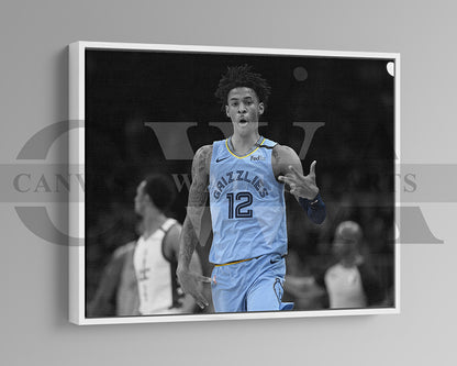 Ja Morant Black & White Canvas Art Basketball Canvas Wall Art