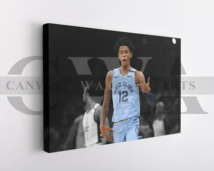 Ja Morant Black & White Canvas Art Basketball Canvas Wall Art