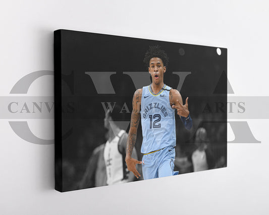 Ja Morant Black & White Canvas Art Basketball Canvas Wall Art
