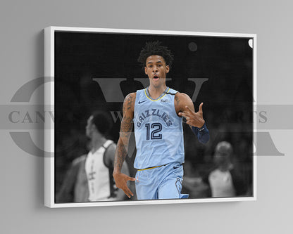 Ja Morant Black & White Canvas Art Basketball Canvas Wall Art
