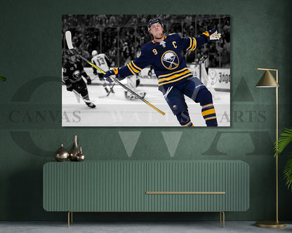 Jack Hughes Black & White Canvas Art Ice hockey Canvas Wall Art