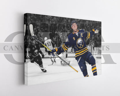 Jack Hughes Black & White Canvas Art Ice hockey Canvas Wall Art