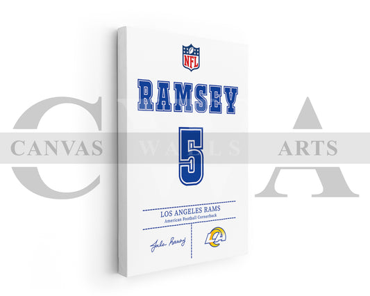 Jalen Ramsey Canvas Wall Art NFL Jersey Poster Sports Canvas Frame Ready To Hang