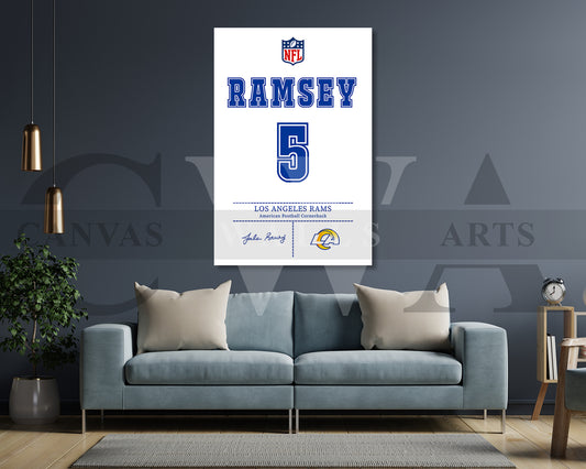 Jalen Ramsey Canvas Wall Art NFL Jersey Poster Sports Canvas Frame Ready To Hang