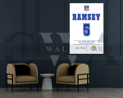 Jalen Ramsey Canvas Wall Art NFL Jersey Poster Sports Canvas Frame Ready To Hang