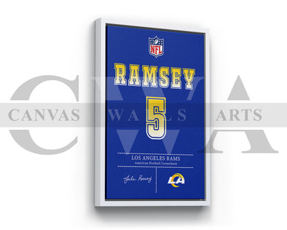 Jalen Ramsey Canvas Wall Art NFL Jersey Poster American Football Sports Canvas Frame Ready To Hang