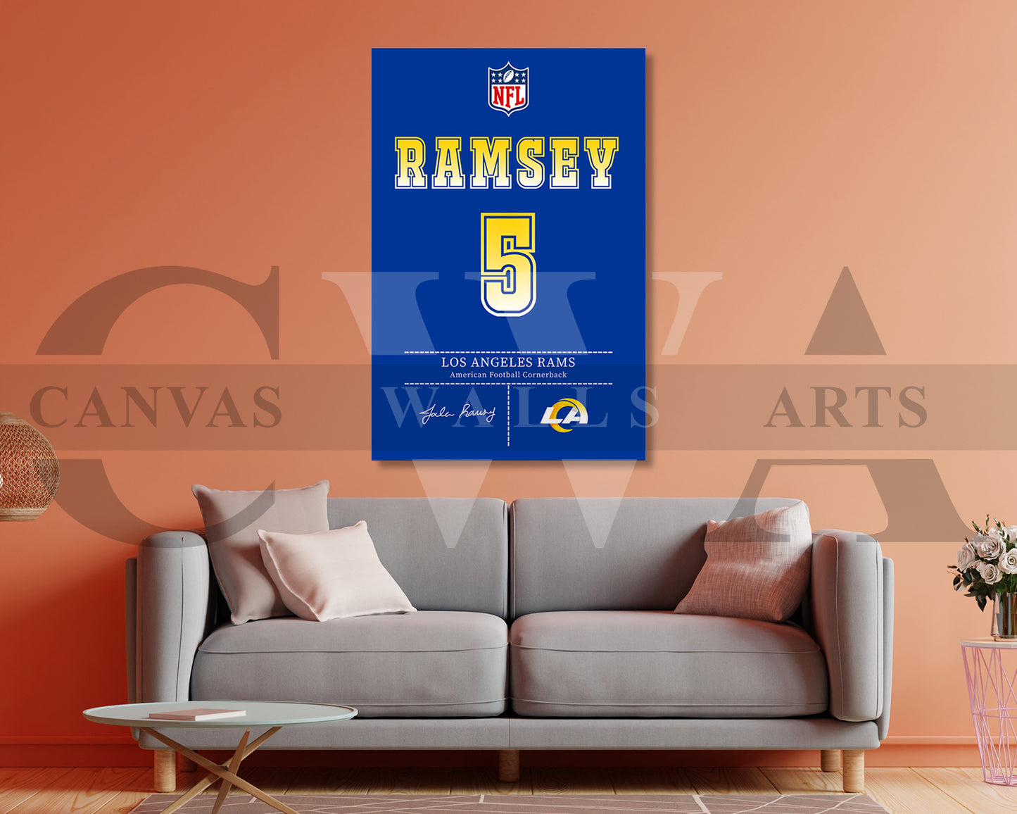 Jalen Ramsey Canvas Wall Art NFL Jersey Poster American Football Sports Canvas Frame Ready To Hang