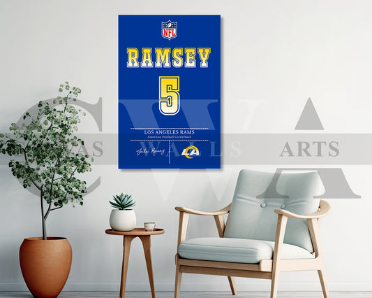 Jalen Ramsey Canvas Wall Art NFL Jersey Poster American Football Sports Canvas Frame Ready To Hang