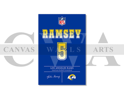 Jalen Ramsey Canvas Wall Art NFL Jersey Poster American Football Sports Canvas Frame Ready To Hang