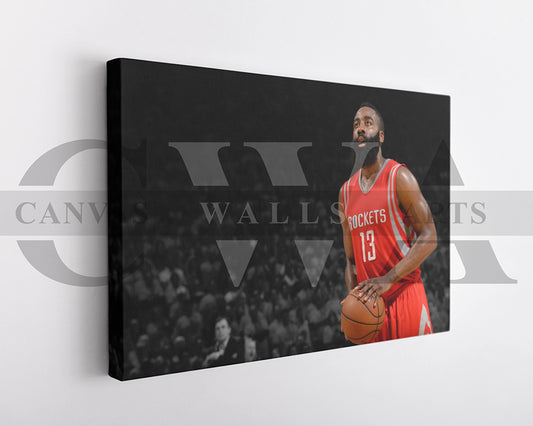 James Harden Black & White Canvas Art Basketball Canvas Wall Art