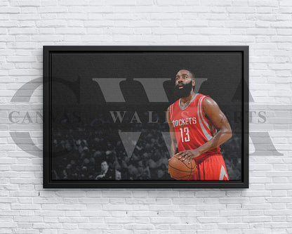 James Harden Black & White Canvas Art Basketball Canvas Wall Art