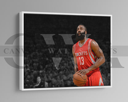 James Harden Black & White Canvas Art Basketball Canvas Wall Art
