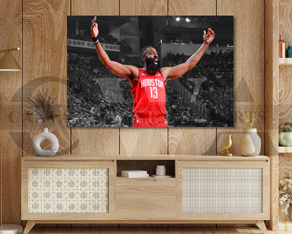 James Harden Black & White Canvas Art Basketball Canvas Wall Art