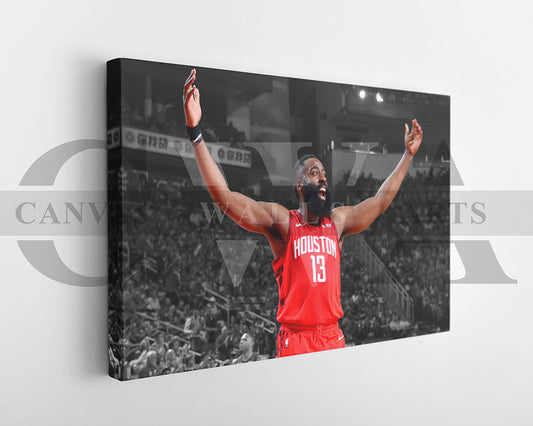 James Harden Black & White Canvas Art Basketball Canvas Wall Art