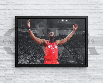 James Harden Black & White Canvas Art Basketball Canvas Wall Art