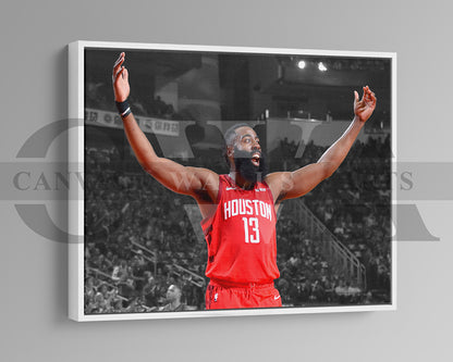 James Harden Black & White Canvas Art Basketball Canvas Wall Art
