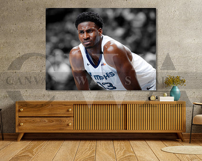 Jaren Jackson Jr. Black & White Canvas Art Basketball Canvas Wall Art