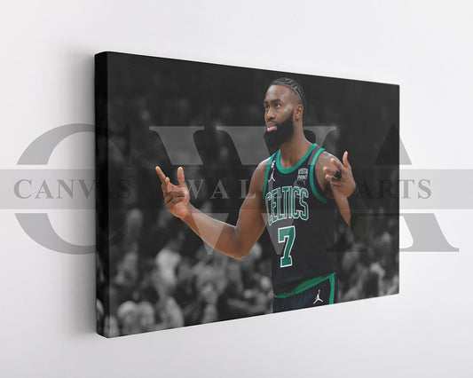 Jaylen Brown Black & White Canvas Art Basketball Canvas Wall Art