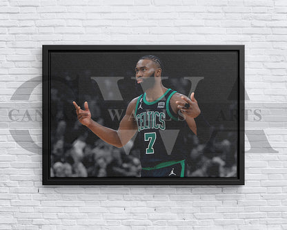 Jaylen Brown Black & White Canvas Art Basketball Canvas Wall Art