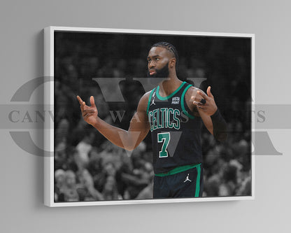 Jaylen Brown Black & White Canvas Art Basketball Canvas Wall Art