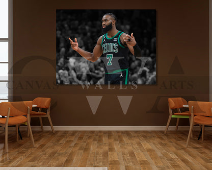 Jaylen Brown Black & White Canvas Art Basketball Canvas Wall Art